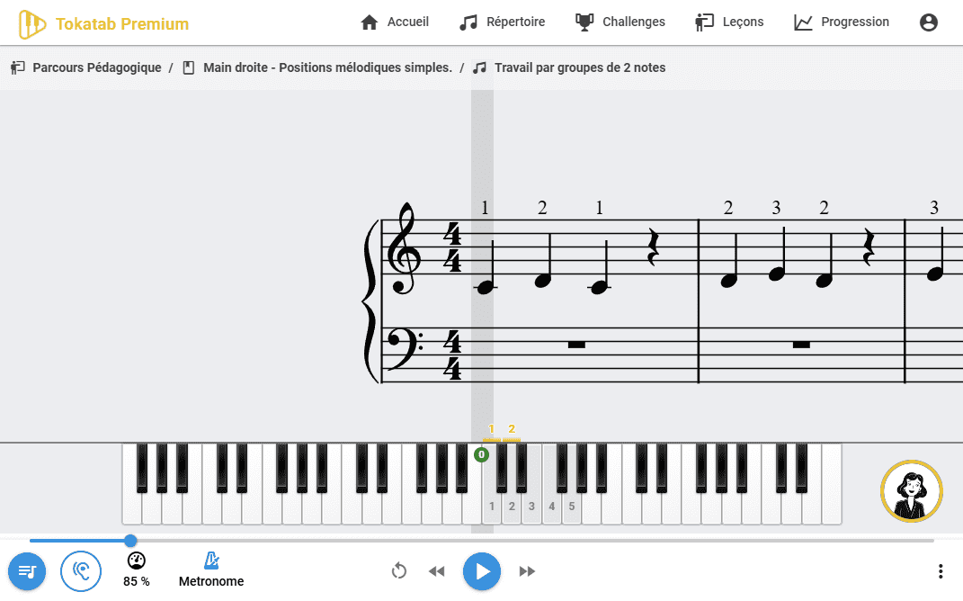 Apprendre le solfège avec le mode partition Tokatab